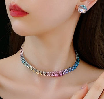 N2627 - Colorful Gemstone Necklace Set